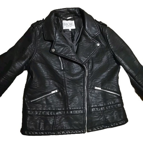 RACHEL Rachel Roy Jackets & Blazers - Rachel Rachel Roy Womens Faux Leather Long Sleeve Motorcycle Jacket Black XL